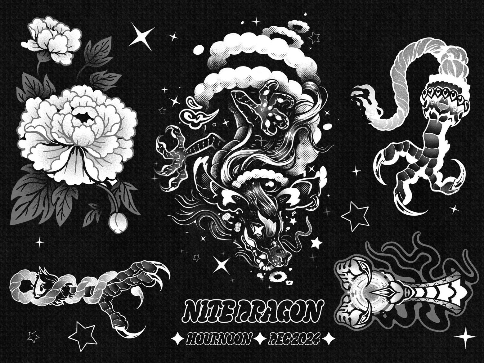 NITE DRAGON - $250-300+ varies on sizing/placement