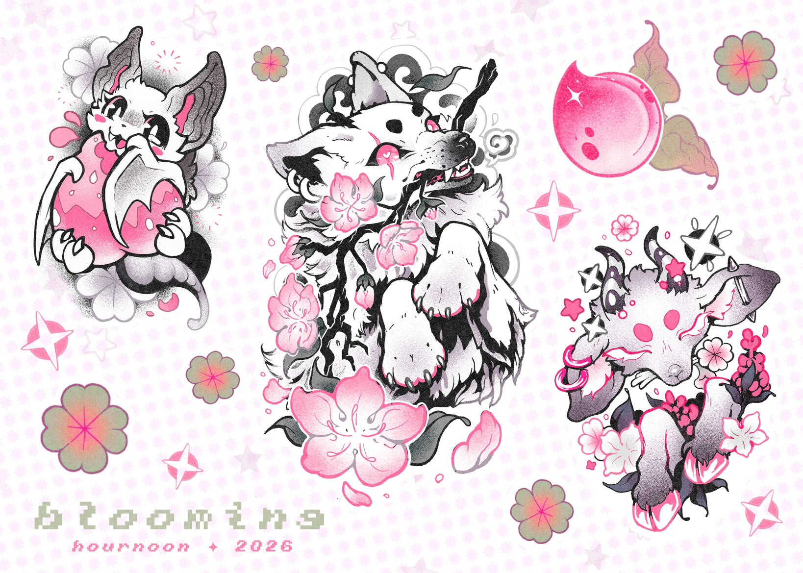 blooming - 80 for clover fillers, 150-300+ for bat/wolf/goat/peach