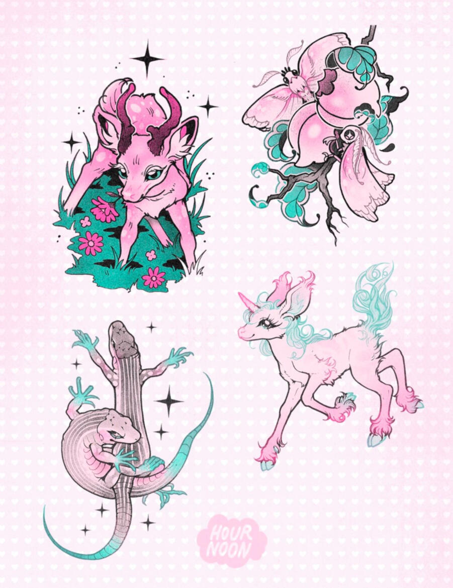 JUNE - QUEER CRITTERS - velvethorn, immortal moths, lesbian lizards, unicorn 300+ full color